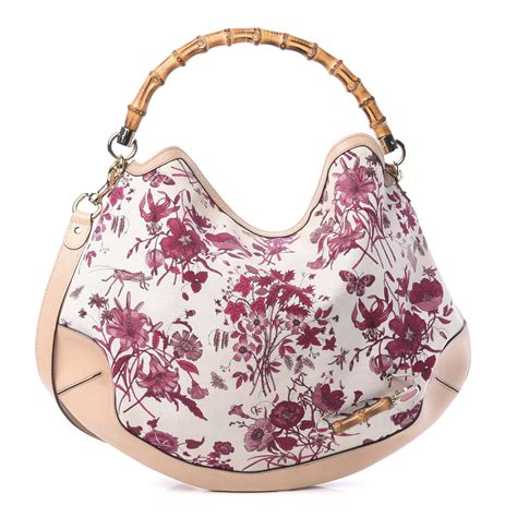 gucci peggy flora|GUCCI Canvas Floral Flora Peggy Bamboo Top .